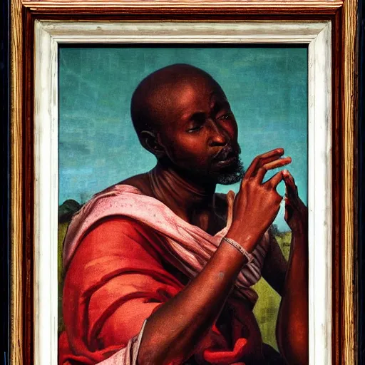 Image similar to east african man, in ancient rome, philosophical, contemplative, by giovanni battista