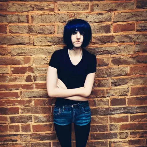 Prompt: full body photo of a cute skinny emo woman