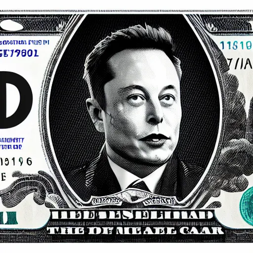 Image similar to Elon musk on the Mars Dollar bill