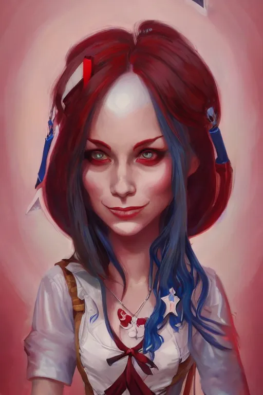 Prompt: portrait of american mcgee's alice, sharp focus, artstation, trending, by julie dillon, luis melo, tyler miles lockett, lei jin, hong lei, ken wong, adam narozanski, joy ang