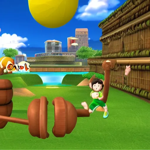 Prompt: still from super monkey ball 2