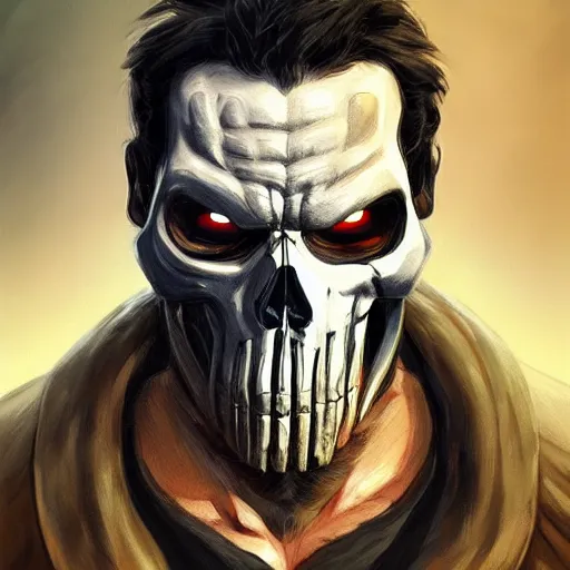 Image similar to portrait of old man frank castle the punisher, skull face paint, intricate, elegant, highly detailed, centered, grungy, digital painting, artstation, concept art, smooth, sharp focus, boris vallejo