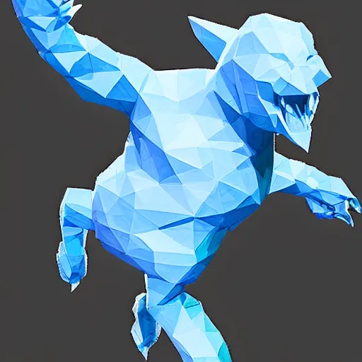 Image similar to low poly ice monster, concept art,