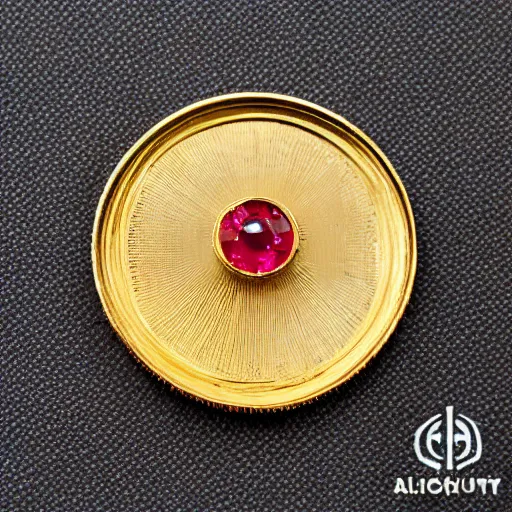 Image similar to 4 4 tiny rubies embedded in an engraved 1 8 k gold plate macro photo deviant realistic