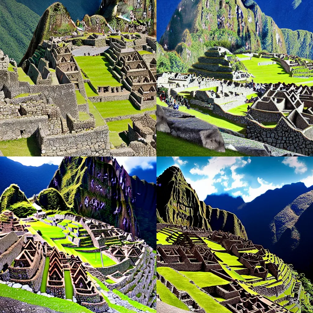 Prompt: colorful concept art of machu picchu