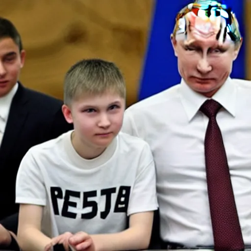 Image similar to putin teams up with a mysterious teenage putin