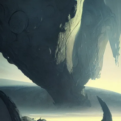 Image similar to gigantic creature on surface of venus, sparth style, fantasy. detailed. sharp focus. trending on artstation. artist greg rutkowski