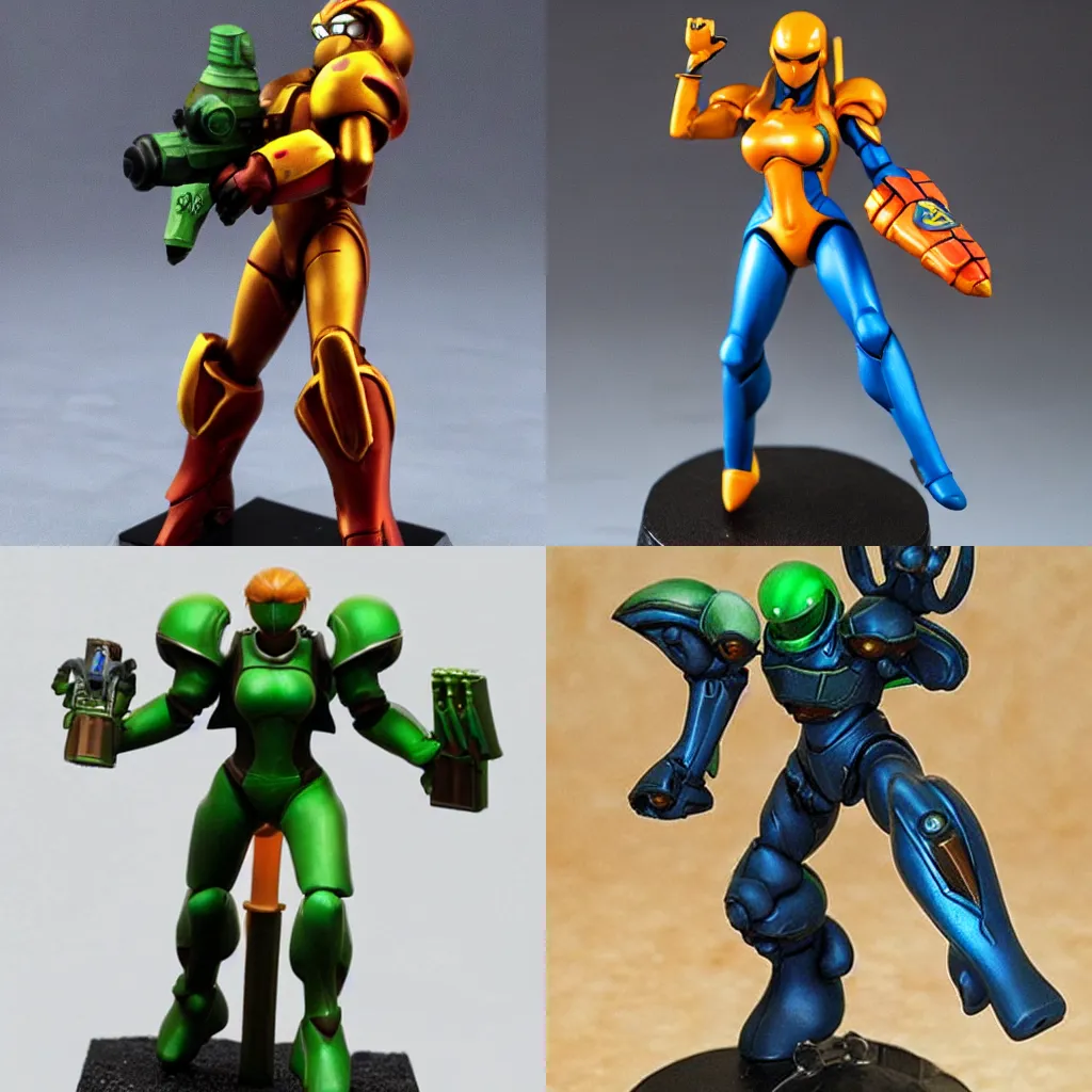 Prompt: samus varia suit as a warhammer tabletop figurine