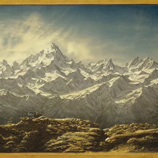 Image similar to intricate matte painting, mont blanc