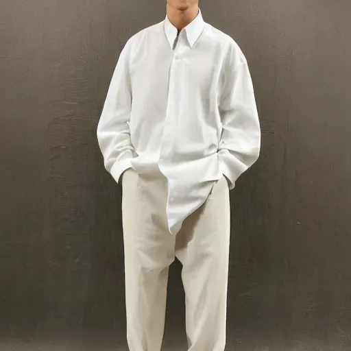 Prompt: Pants designed by Yohji Yamamoto, Julius, APC