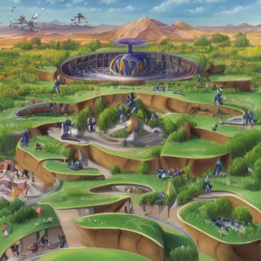 Image similar to an anthill in the shape of a school drawn by artgerm