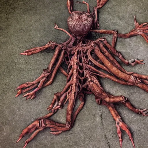 Image similar to ultra detailed photo of a man with many arms and legs covering his entire body