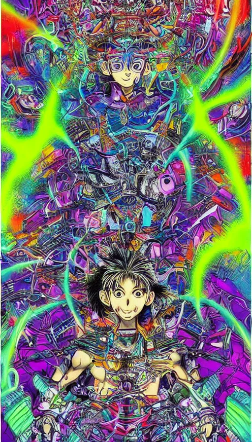 Image similar to psytrance artwork, by yoshihiro togashi