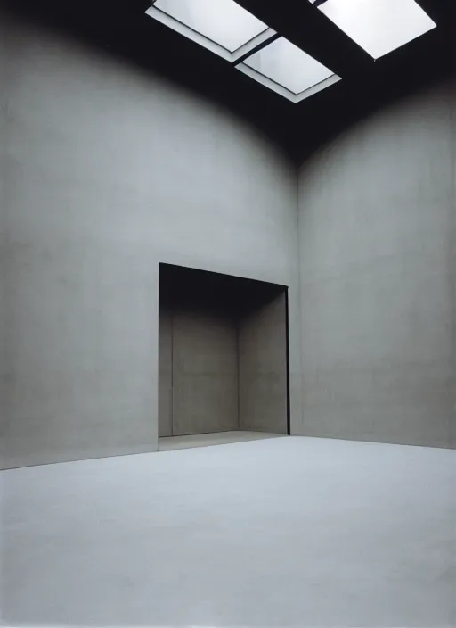 Image similar to a photograph of a james turrell projection piece inside a minimalist concrete room, 3 5 mm, color film camera, pentax