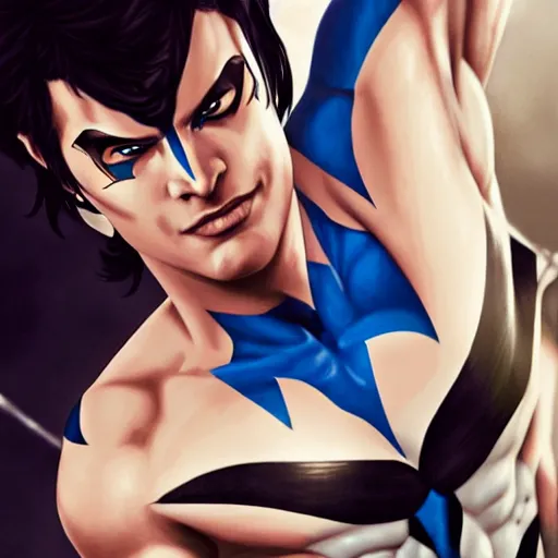 Image similar to emaa radacuuna as nightwing, realistic, intricate, elegant, art by artgerm and wlop