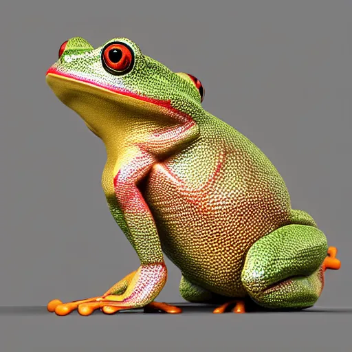 Prompt: low polygon render of a frog on a white background, isometric 3 d, ultra hd