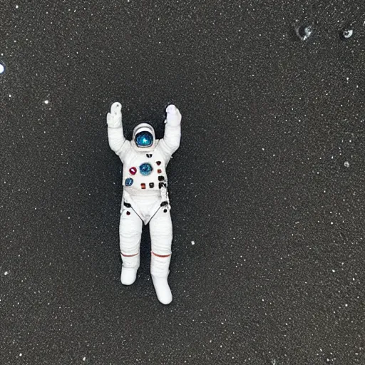 Image similar to , an astronaut, making sand angels , on the surface of a seammingly baron planet , with earth and a star filled background