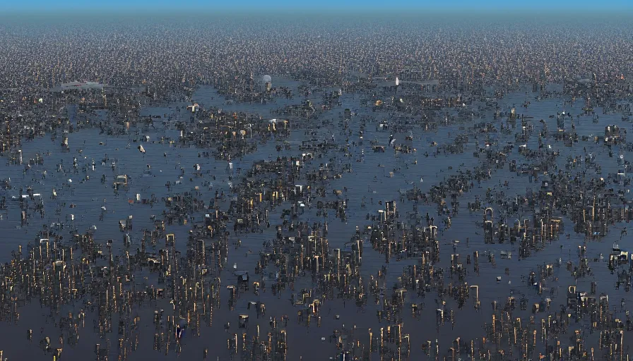 Prompt: people sitting on a hill watching flooded los angeles with multiple boris johnsons flying above the city, hyperdetailed, artstation, cgsociety, 8 k