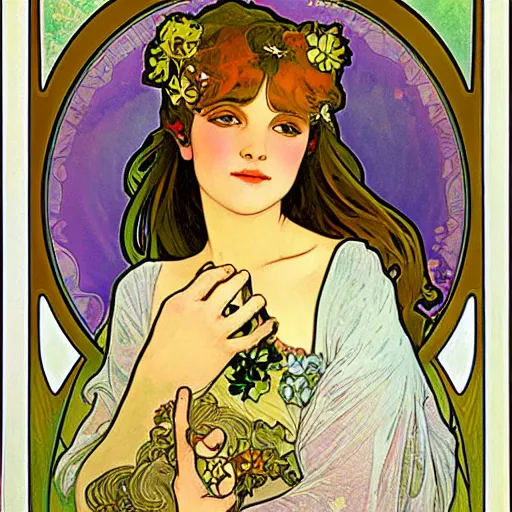 Image similar to fairy princess portrait, art nouveau, alphonse mucha