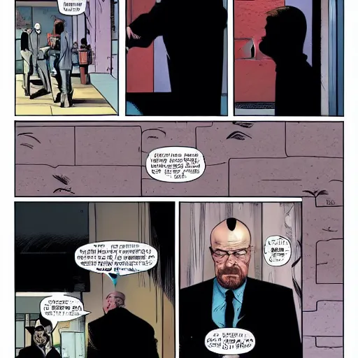 Prompt: walter white and spider-man in vertigo comic