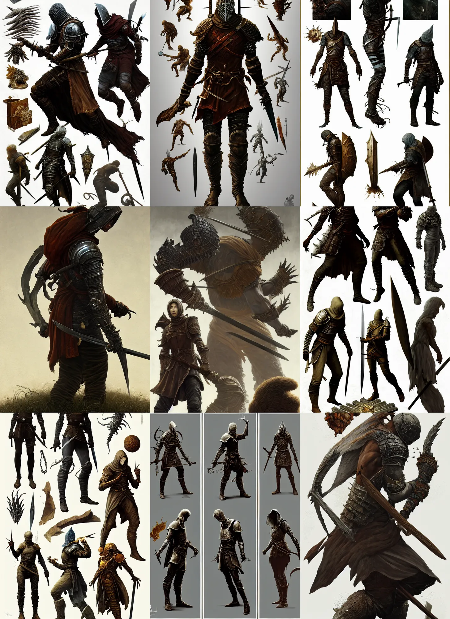 Prompt: full - body dark souls inventory anatomy on white background, action pose, intricate, highly detailed, digital painting, artstation, concept art, smooth, sharp focus, illustration, art by norman rockwell emiliano ponzi andrey remnev yoann lossel aaron jasinski, 8 k