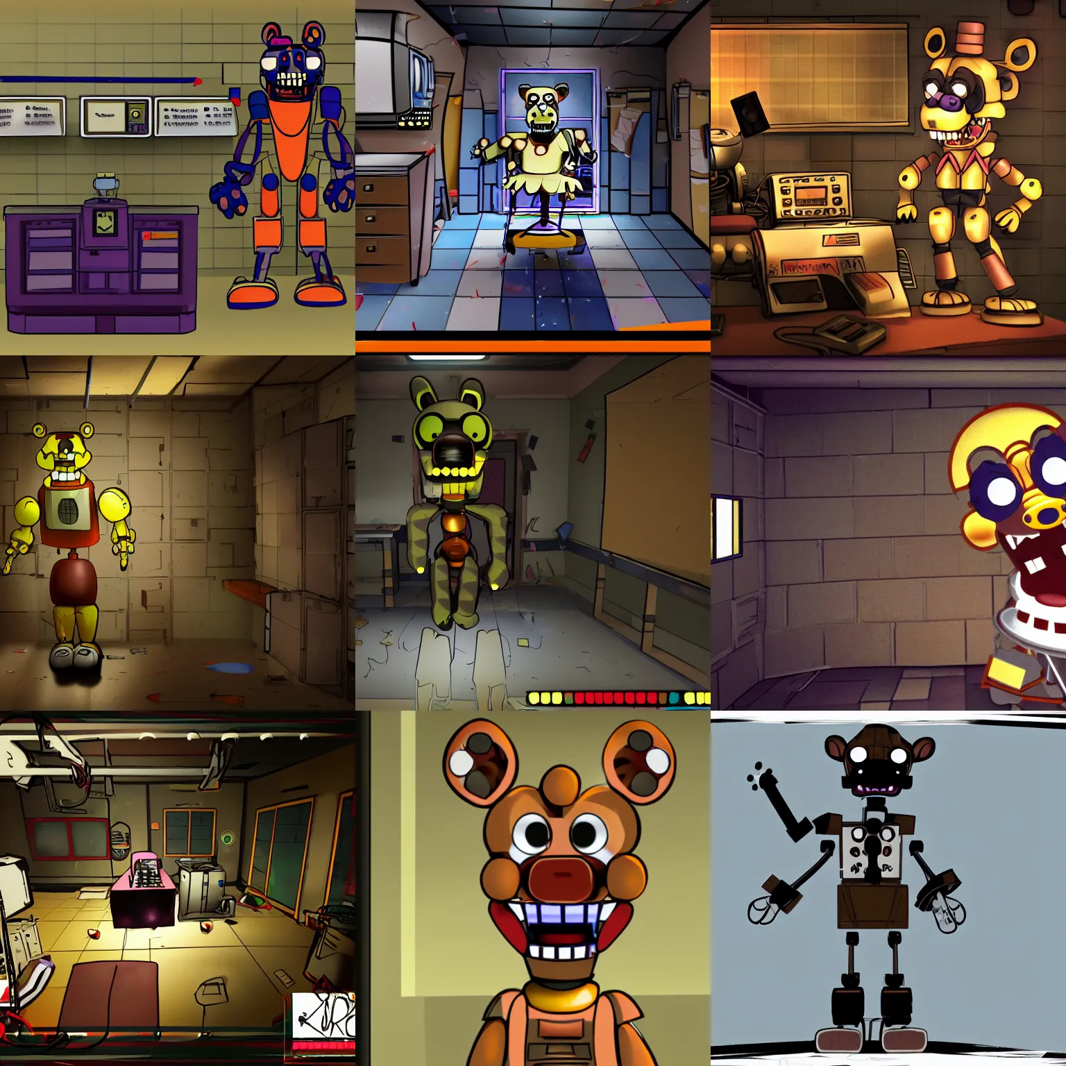 Image similar to a broken animatronic in a part of service room fnaf style