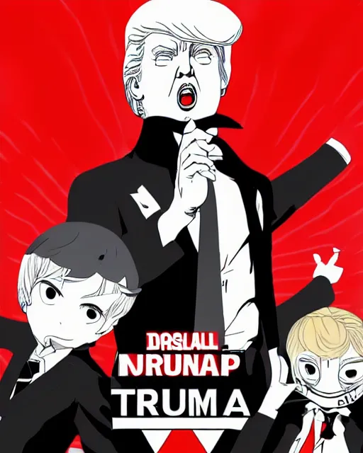 Image similar to Donald Trump, in the style of Persona 5, Persona 5, Persona 5 artwork