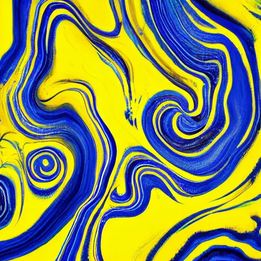 Image similar to bright yellow and slate blue swirling together