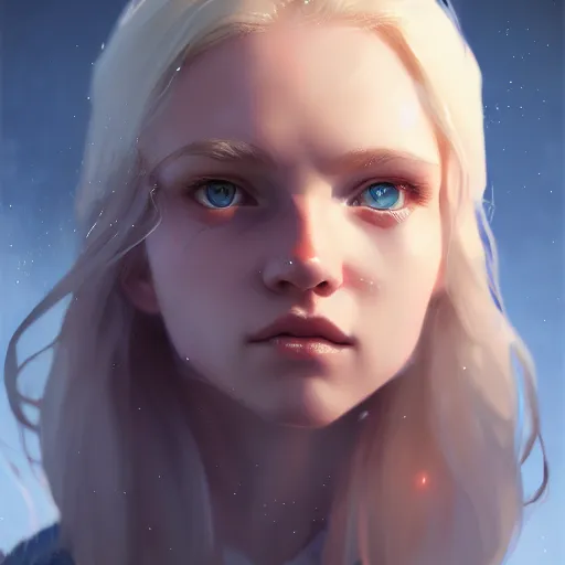 Prompt: Incredibly cute nordic girl, blonde hair, blue eyes by Nuri iyem, James gurney, James Jean, Greg Rutkowski, highly detailed, trending on artstation, artstationHD, artstationHQ, 4k, 8k