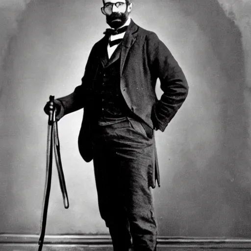 Image similar to victorian era photograph of gordon freeman, half - life 2, scientist, hev suit