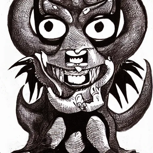 Image similar to a cute anthropomorphic demon