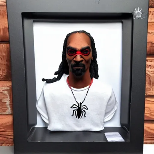 Prompt: 3 d printed collectible of snoop dog as spider man