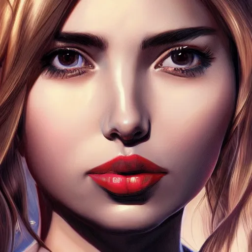 Prompt: portrait of ana de armas by artgerm, random background scene