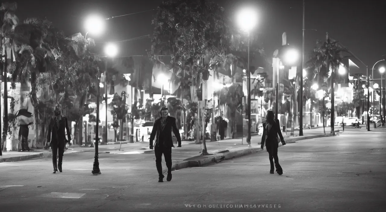 Prompt: a vampire walking on Ventura Boulevard, Los Angeles at night