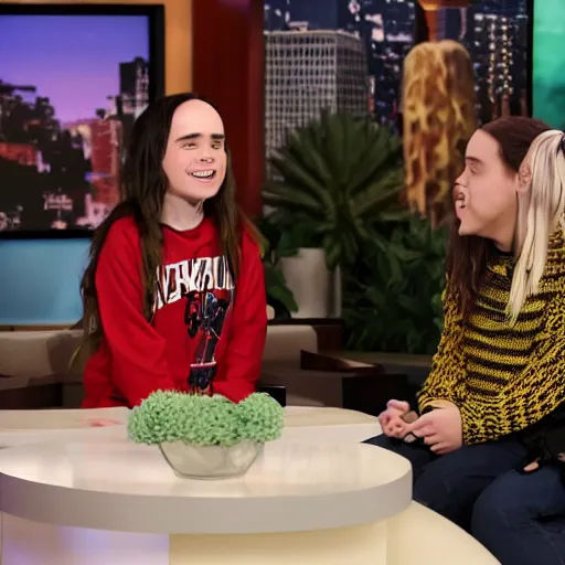 Prompt: Ellen Page meeting Billie Eilish, Canon, 4k