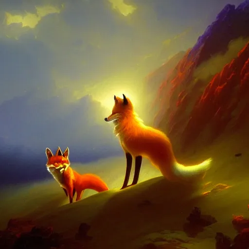 Prompt: Cyber fox by Ivan Aivazovsky