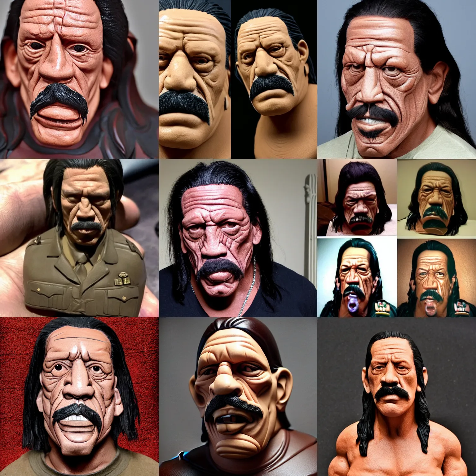 Prompt: danny trejo made out of clay