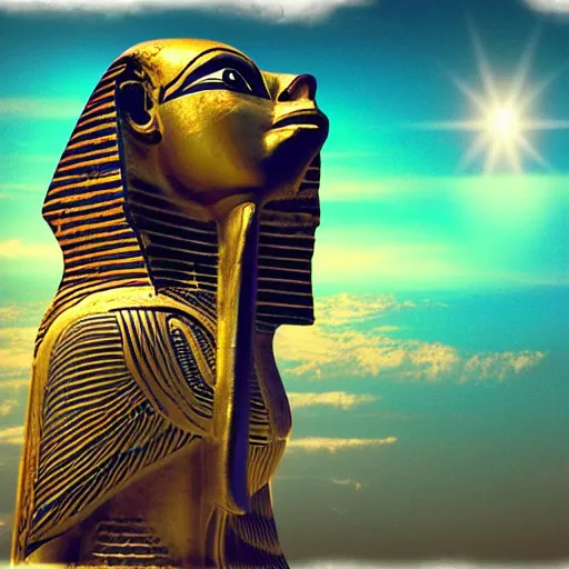 Prompt: horus looking over egypt, sythwave style