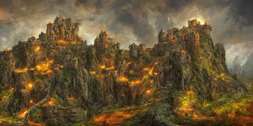 Image similar to A stunning fortress ran by dwarves, medieval style, digital art, masterpiece