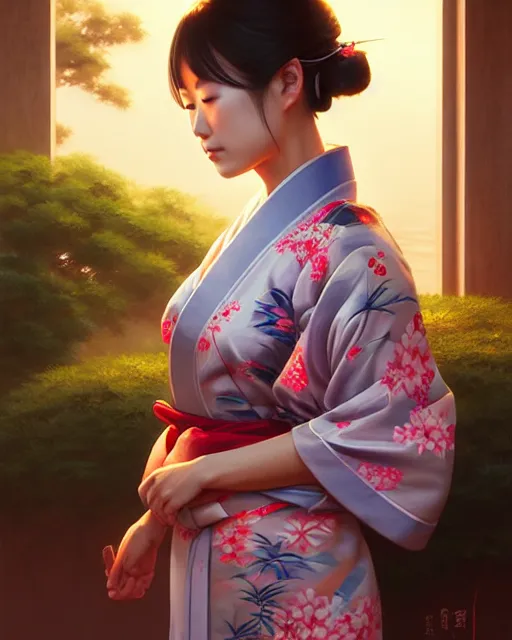 Image similar to a beautiful okinawa girl wear elegant yukata in festival | | summer night, realistic shaded, pleasant face, good looking, fine details, 4 k realistic, cryengine, realistic shaded lighting poster by greg rutkowski, magali villeneuve, artgerm, jeremy lipkin and michael garmash and rob rey