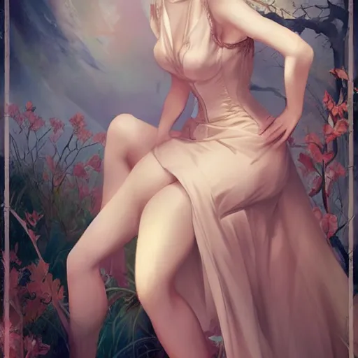 Image similar to a pinup by charlie bowater and anna dittmann and gil elvgren.