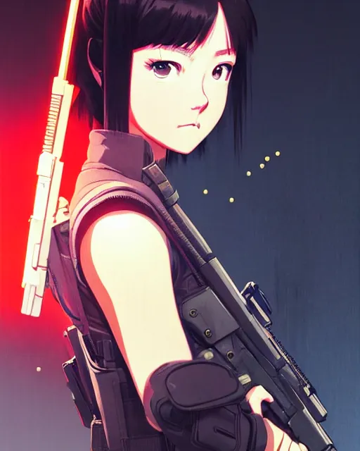 Image similar to girl wearing tactical gear | | very very anime!!!, fine - face, audrey plaza, realistic shaded perfect face, fine details. anime. realistic shaded lighting poster by ilya kuvshinov katsuhiro otomo ghost - in - the - shell, magali villeneuve, artgerm, jeremy lipkin and michael garmash and rob rey