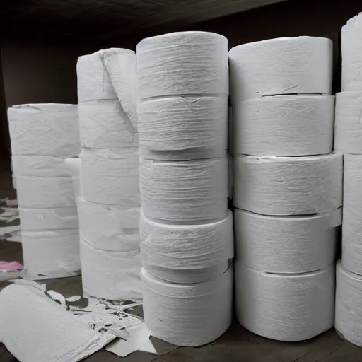 Image similar to the great toilet paper shortage of 2 0 2 0, dystopian, highly detailed 8 k, intricate, horror style