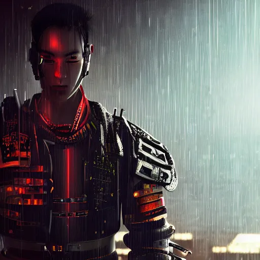 Prompt: cyberpunk samurai highly detailed, dramatic lighting, cinematic, 4k