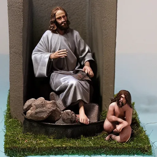 Image similar to diorama of Jesus when John was baptizing him