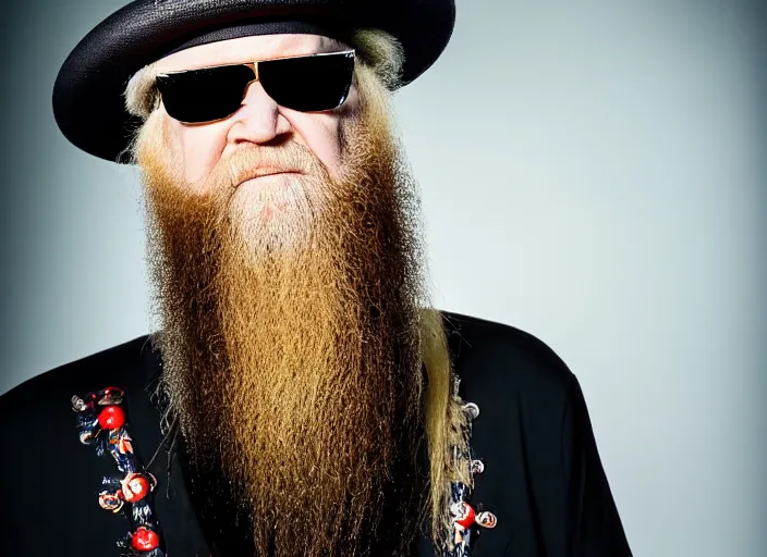 Prompt: photo still of billy gibbons of zz top!!!!!!!! at age 4 6 years old 4 6 years of age!!!!!!!! grilling hamburgers, 8 k, 8 5 mm f 1. 8, studio lighting, rim light, right side key light