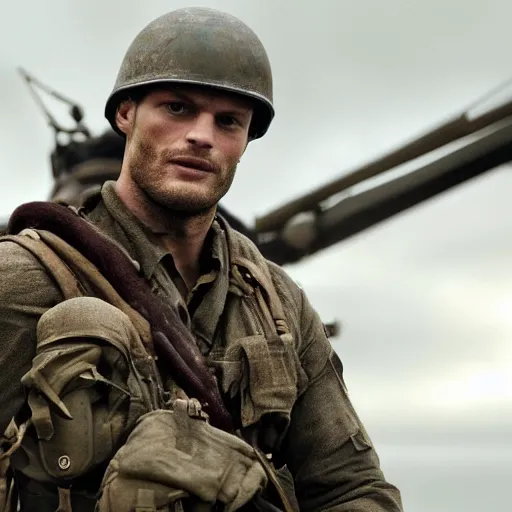 Prompt: Jamie Dornan starring in saving private Ryan