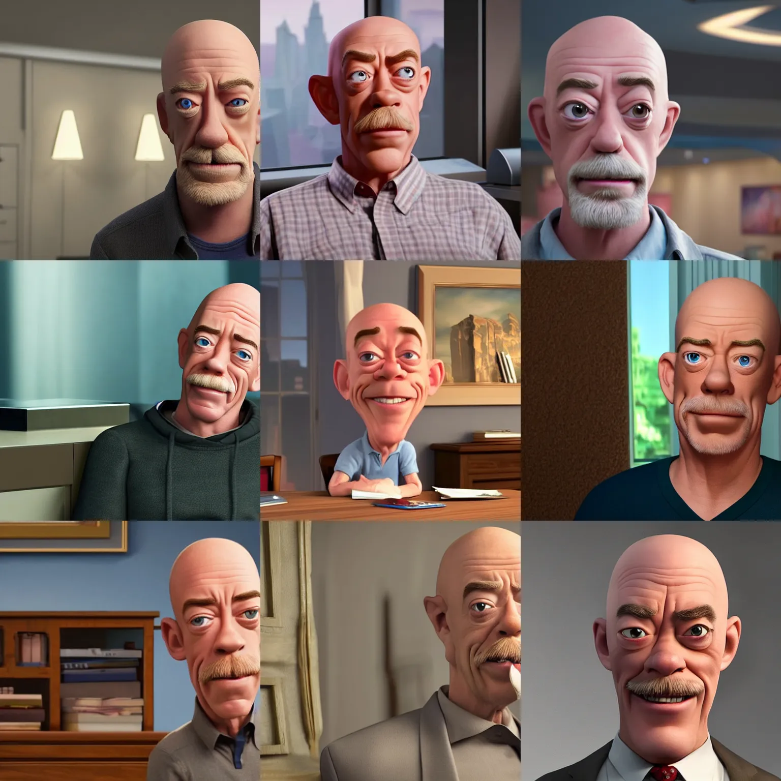 Prompt: a still of jk simmons in a pixar movie. 3 d rendering. unreal engine. amazing likeness. very detailed. cartoon caricature.