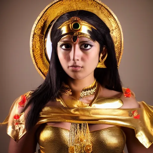 Image similar to young greek italian woman as ramayana, cosplay, studio lighting