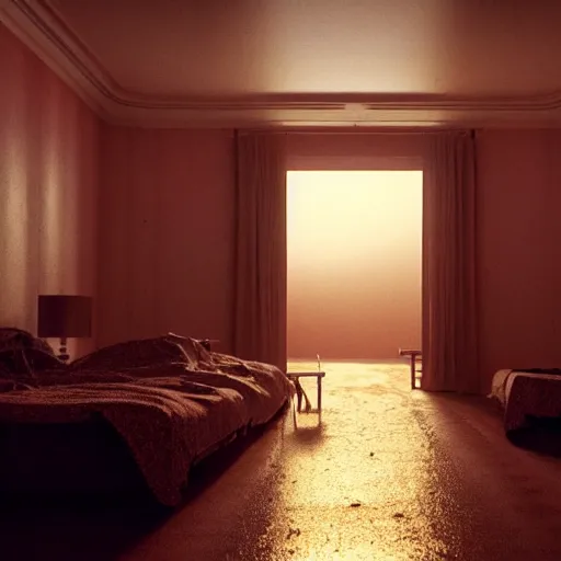 Prompt: colour aesthetic photography of scene from duna ( 2 0 2 1 ) by denis villeneuve and gregory crewdson style with hyperrealistic highly detailed faces. many details by andrei tarkovsky and caravaggio in sci - fi style. volumetric natural light hyperrealism rendered in blender and octane render